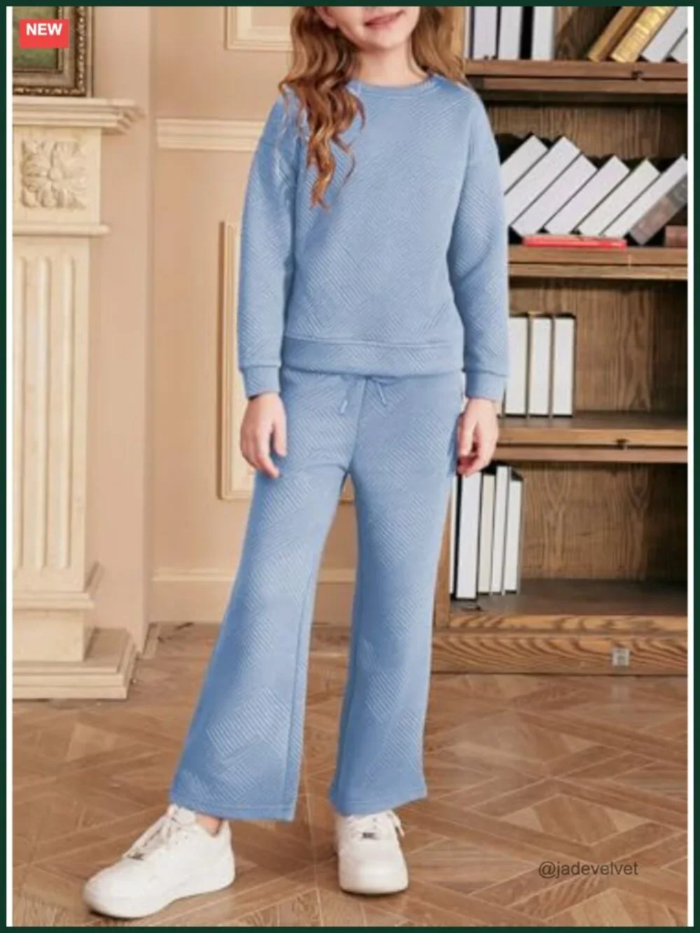 Girls 2-Piece Cable Knit Set Long Sleeve Wide Leg Pants Outfit